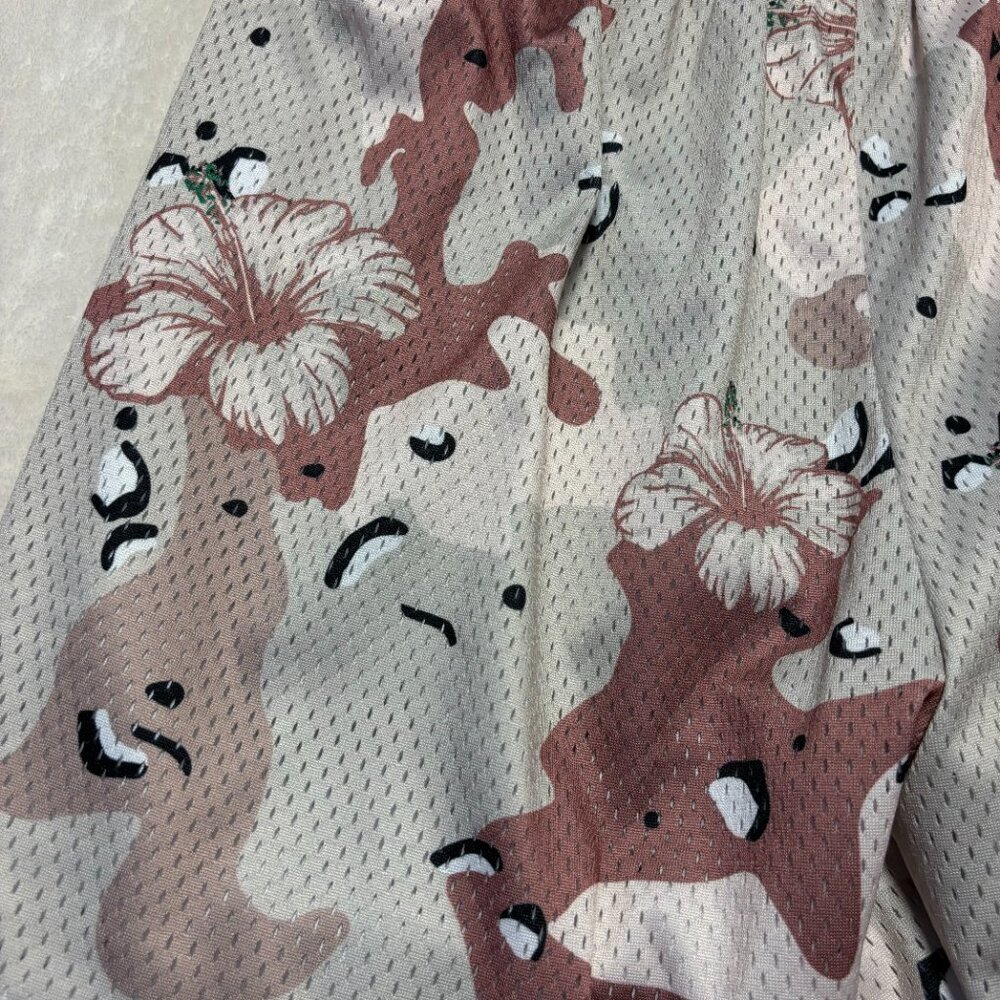 Couth Unisex Mesh Shorts‎ Floral Camo Med Hibiscus Heavyweight Hawaii Drawstring - Picture 8 of 11